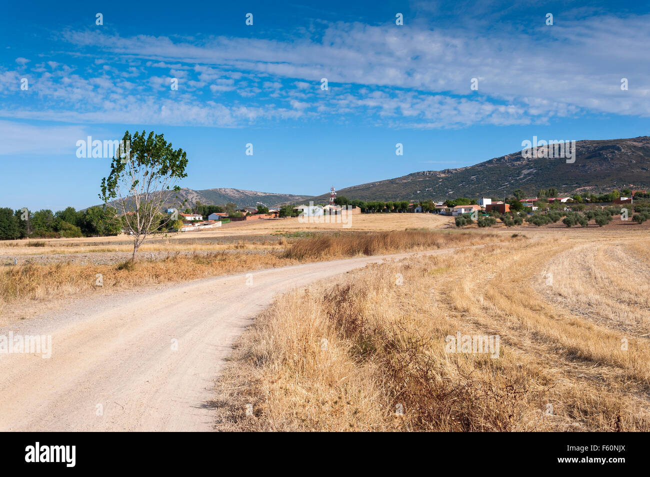 Traditionelle kleine Weiler in La Mancha, Provinz Ciudad Real, Spanien Stockfoto