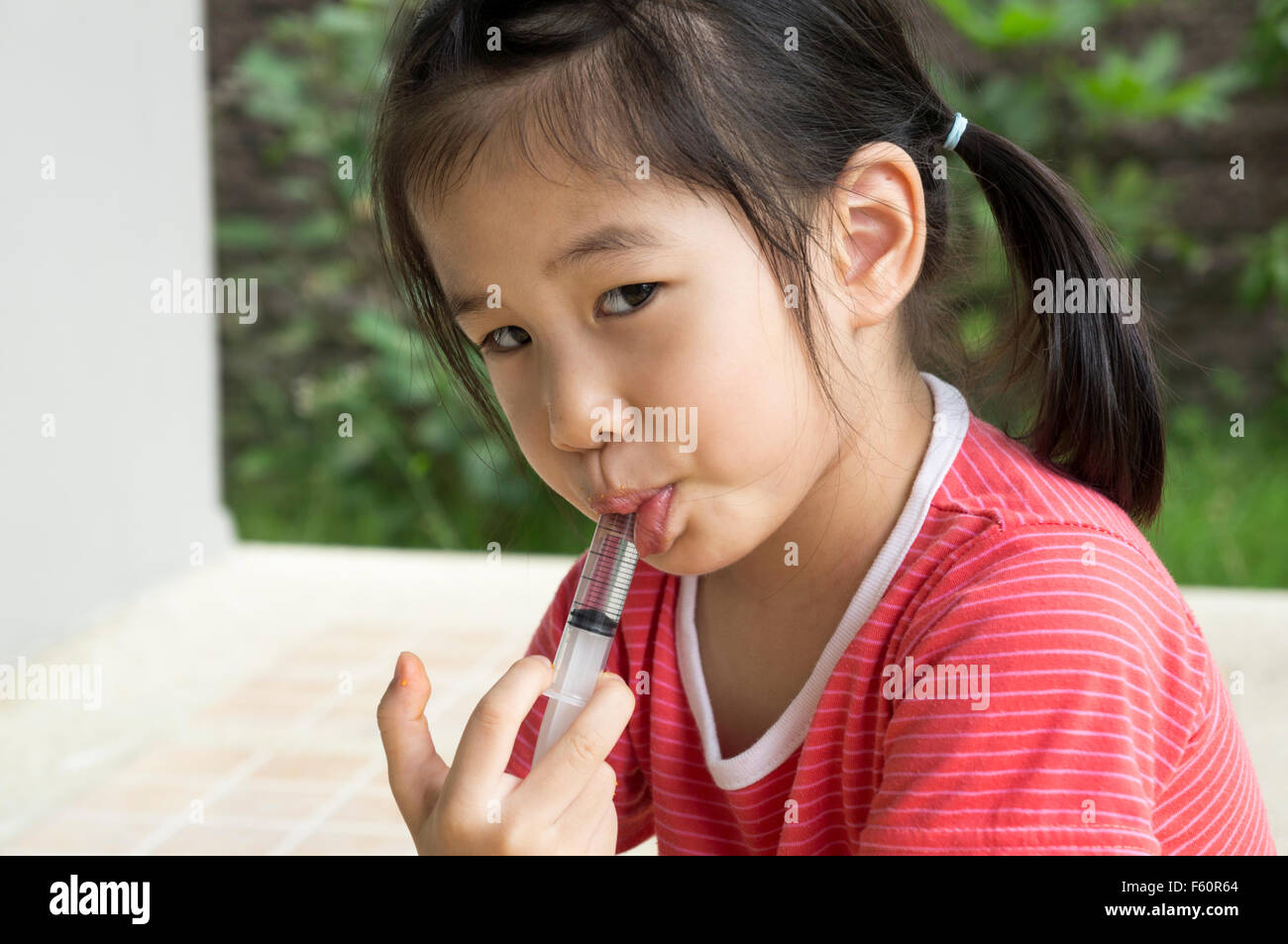 kranke Kind Kinderarzneimitteln Medizin Stockfoto