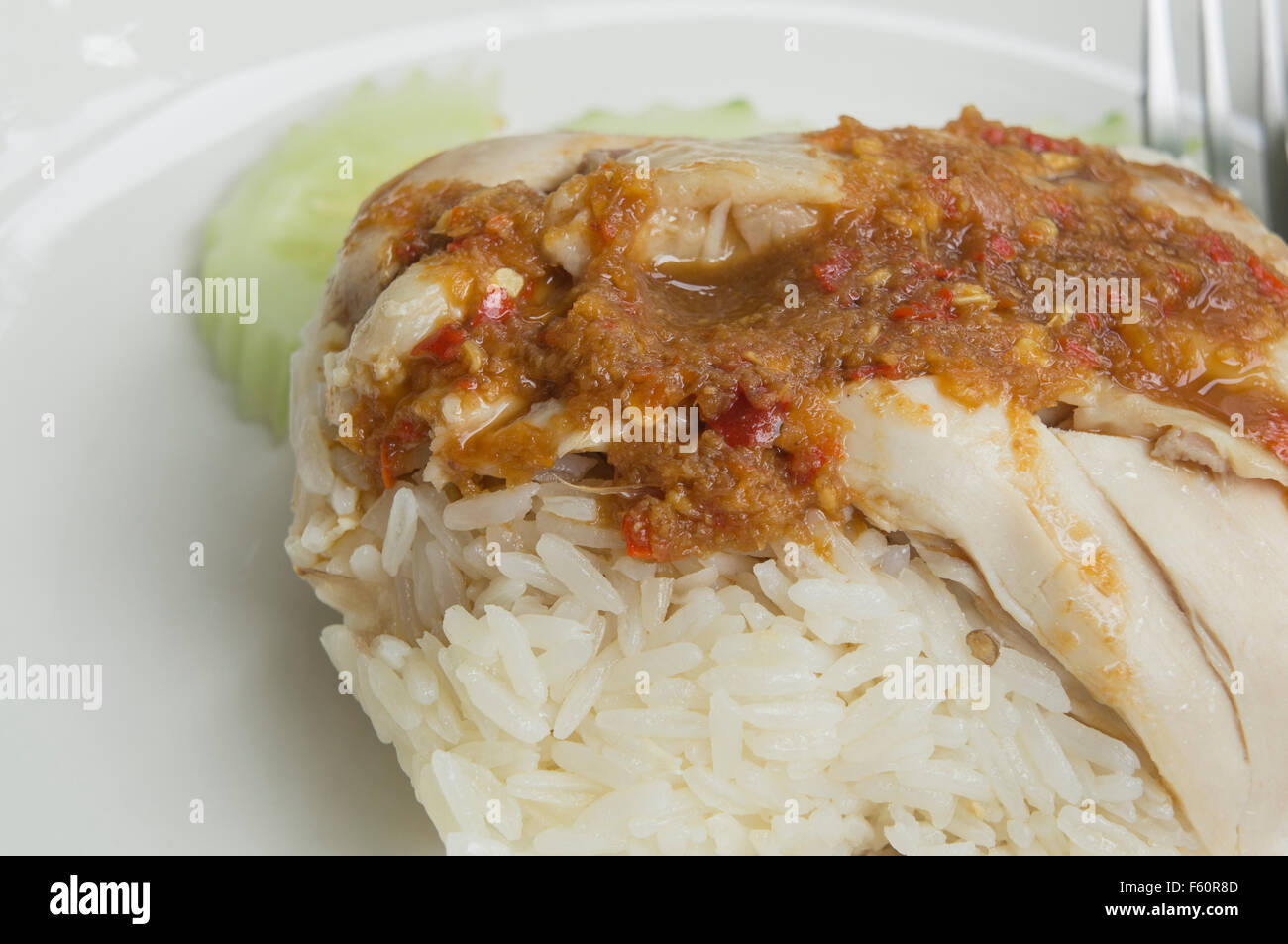 Huhn Reis Dampf thailändisches Essen Asiatisch Chinesisch weiß Stockfoto