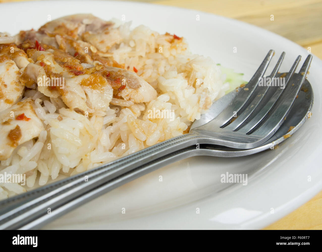 Huhn Reis Dampf thailändisches Essen Asiatisch Chinesisch weiß Stockfoto