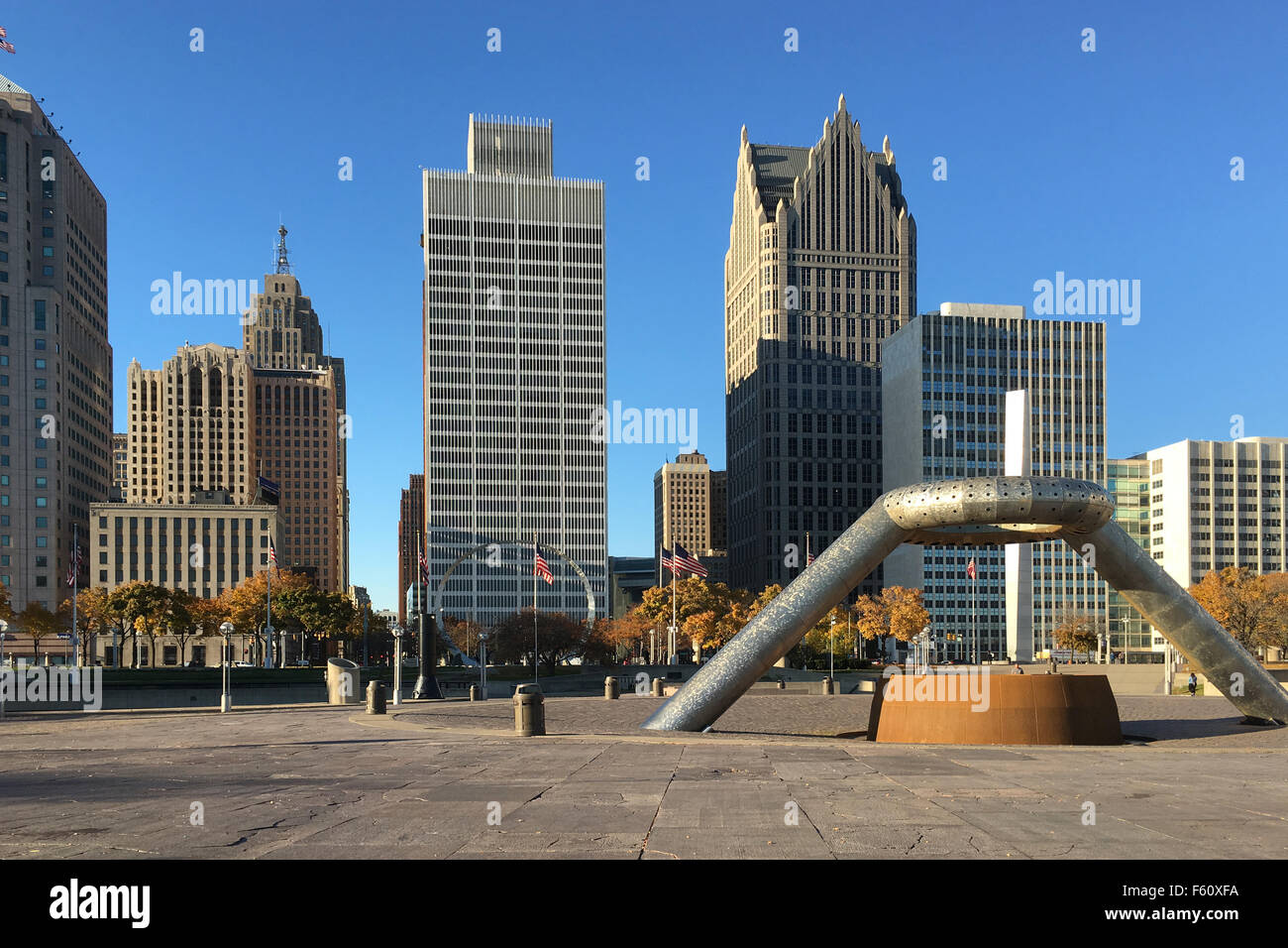 Skyline von Detroit, Michigan im Zentrum Stadt Stockfoto