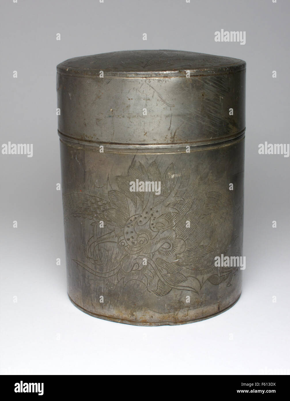 Antike chinesische Zinn Tea caddy Stockfoto