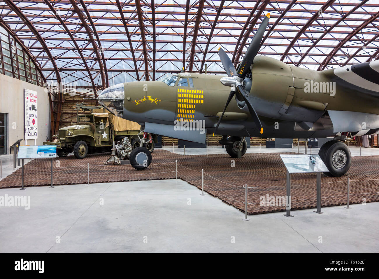 Martin B-26 Marauder Bomber des zweiten Weltkriegs in Utah Beach Musée du Débarquement, WW2 Museum, Normandie, Frankreich Stockfoto