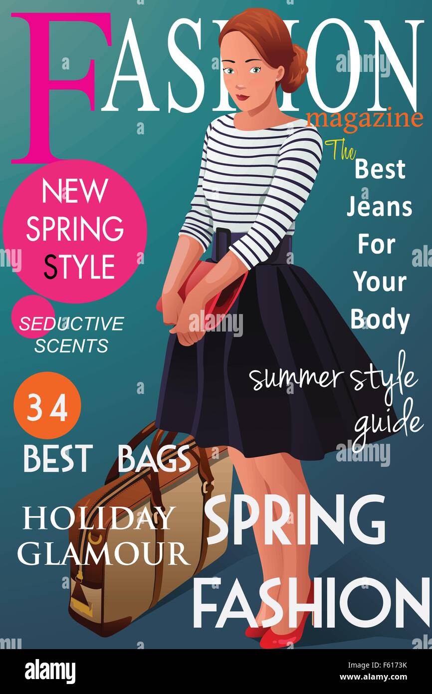 Eine Vektor-Illustration der Magazin-Cover über Frühjahr Mode-Stil Stock Vektor