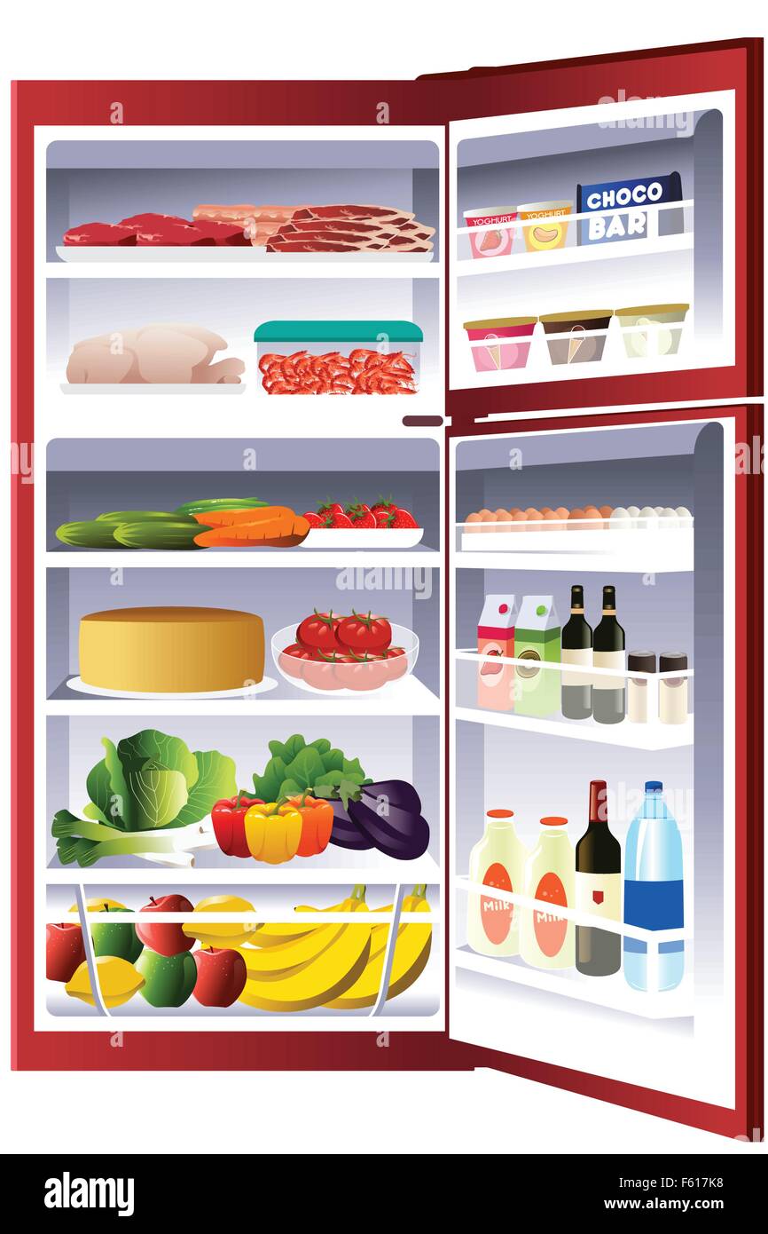 Eine Vektor-Illustration in einem Kühlschrank Stock Vektor