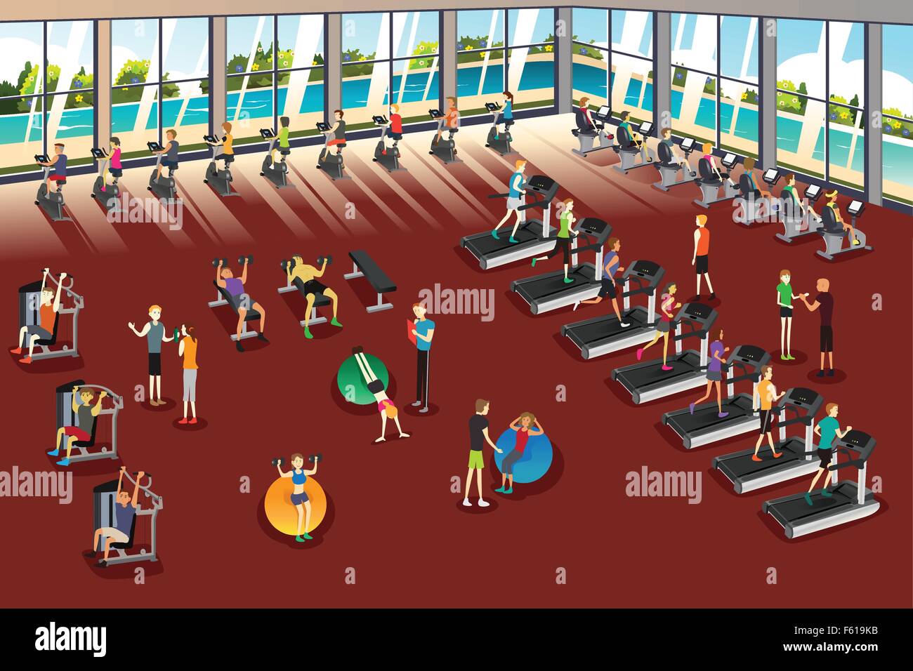 Eine Vektor-Illustration von Szenen in ein Fitness-center Stock Vektor