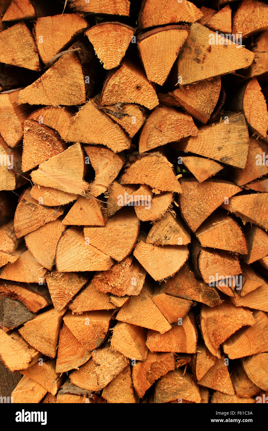 Scheitholz-Protokolle für Winter Feuer Stockfoto