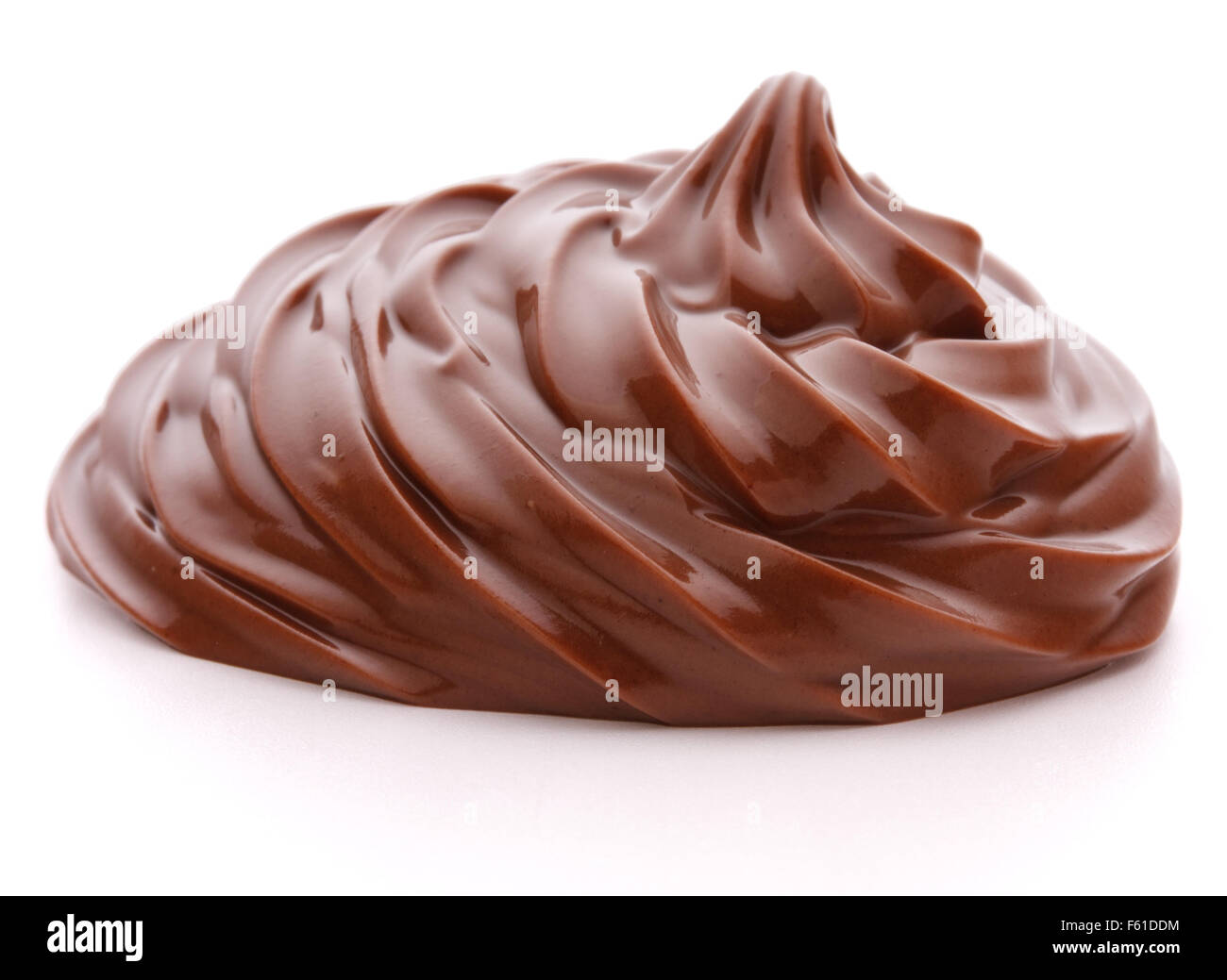 Schokolade Creme Wirbel isoliert auf weißem Hintergrund Ausschnitt Stockfoto