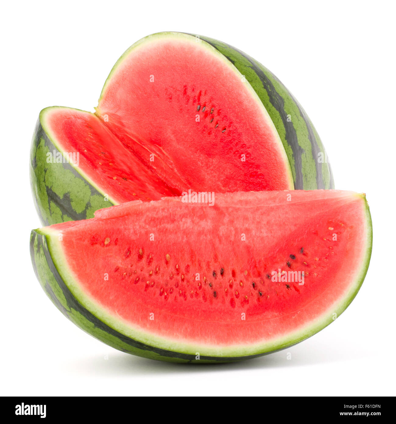 Süße Wassermelone isoliert auf weißem Hintergrund Ausschnitt Stockfoto