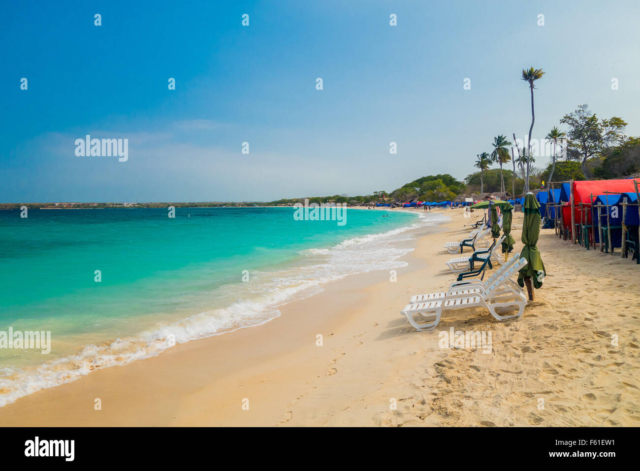 Playa Blanca oder weißen Strand in der Nähe von Cartagena, Kolumbien Stockfoto