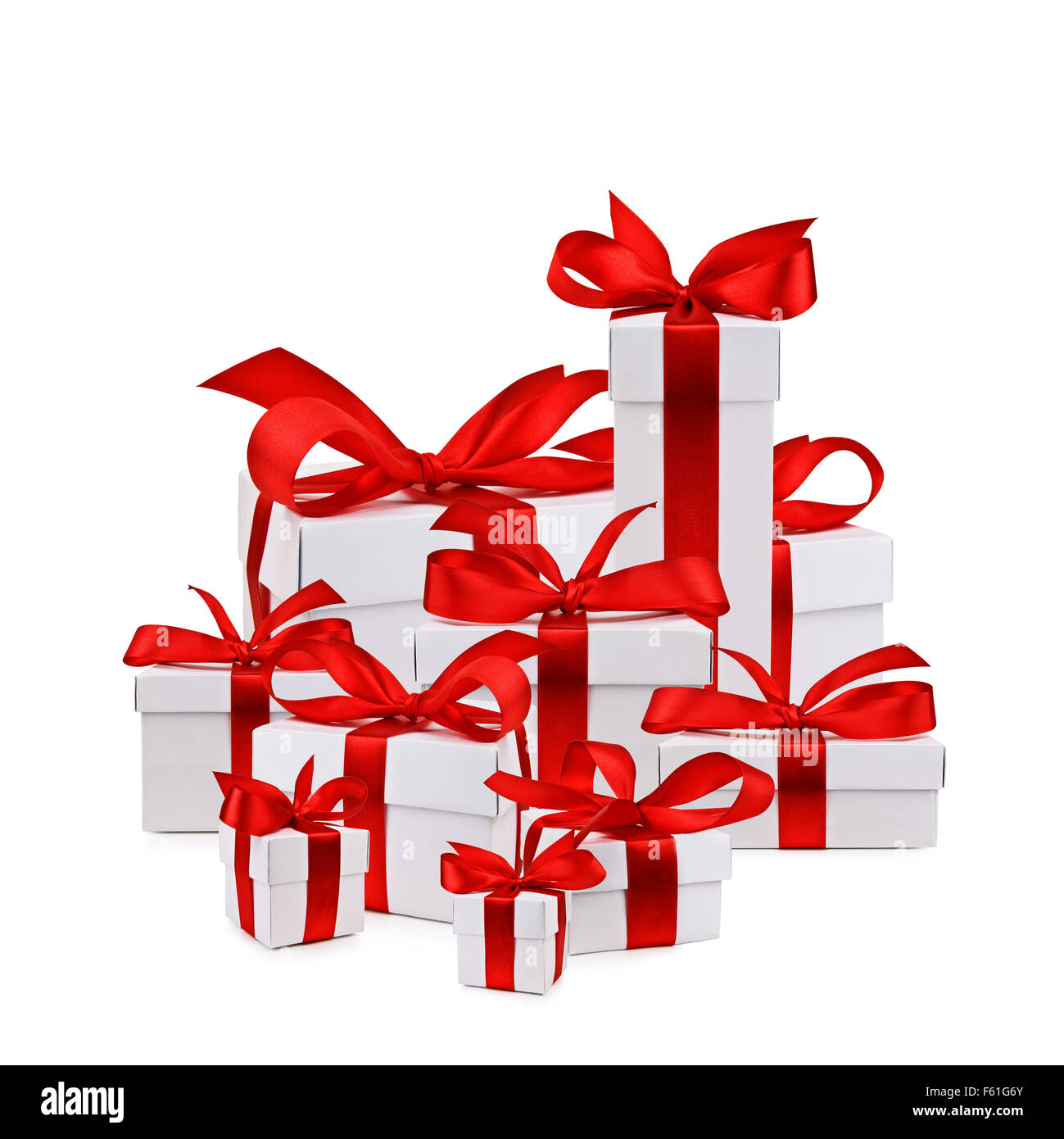 Reihe von Geschenk-Box isoliert Stockfoto