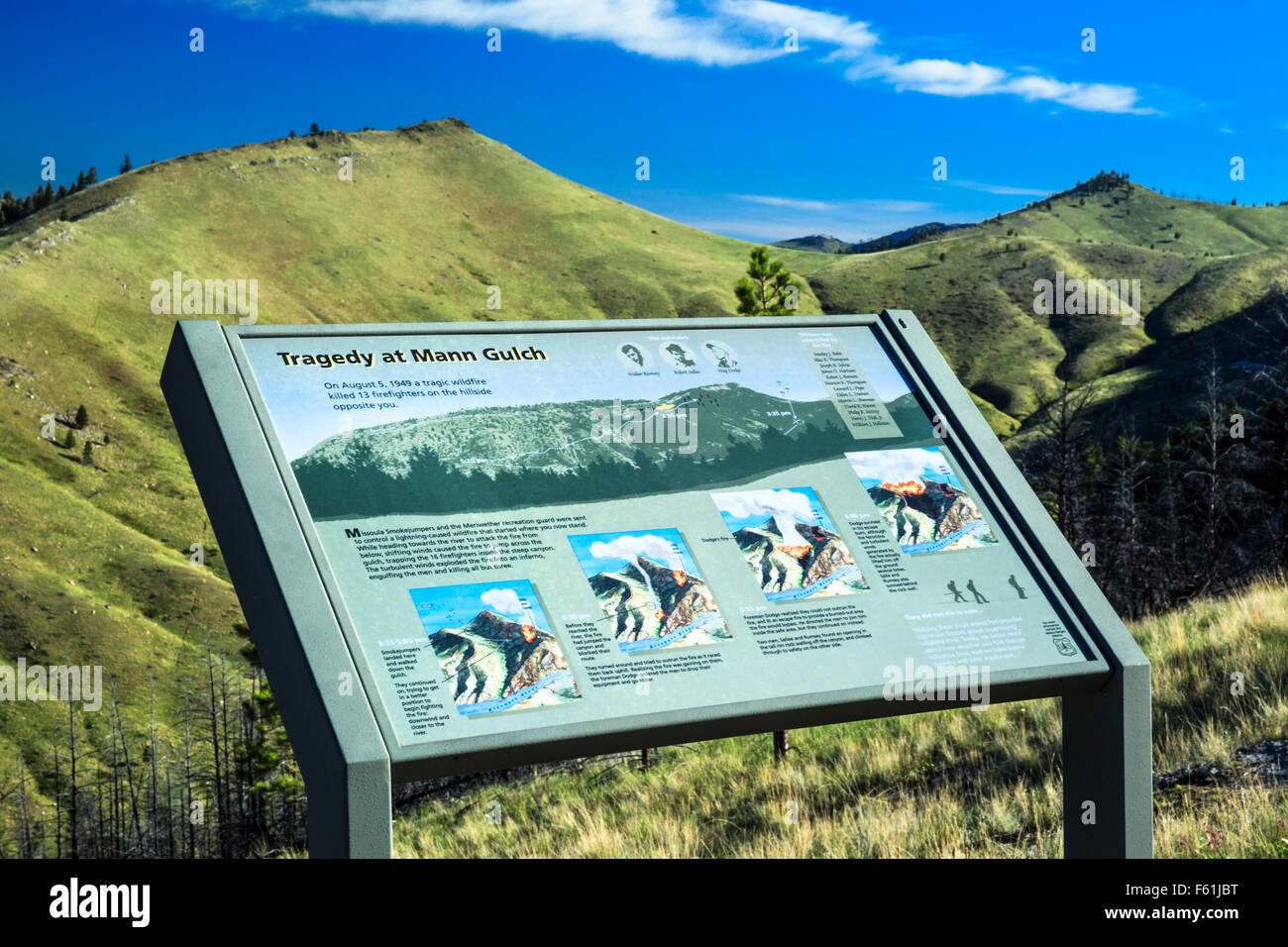 Mann Gulch Feuer Kiosk über Tore der Berge in der Nähe von Helena, montana Stockfoto