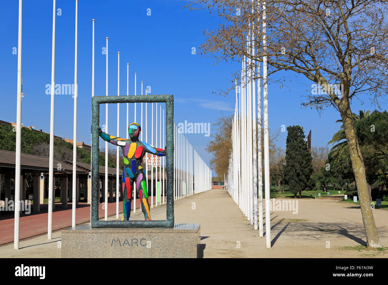 Marc-Skulptur von Robert Limousinen, Placa Dels Voluntaris, Barcelona, Katalonien, Spanien, Europa Stockfoto