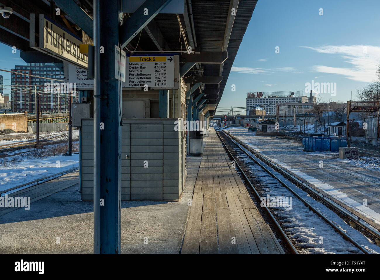 Der Hunterspoint Avenue Station von der Long Island Rail Road Stockfoto