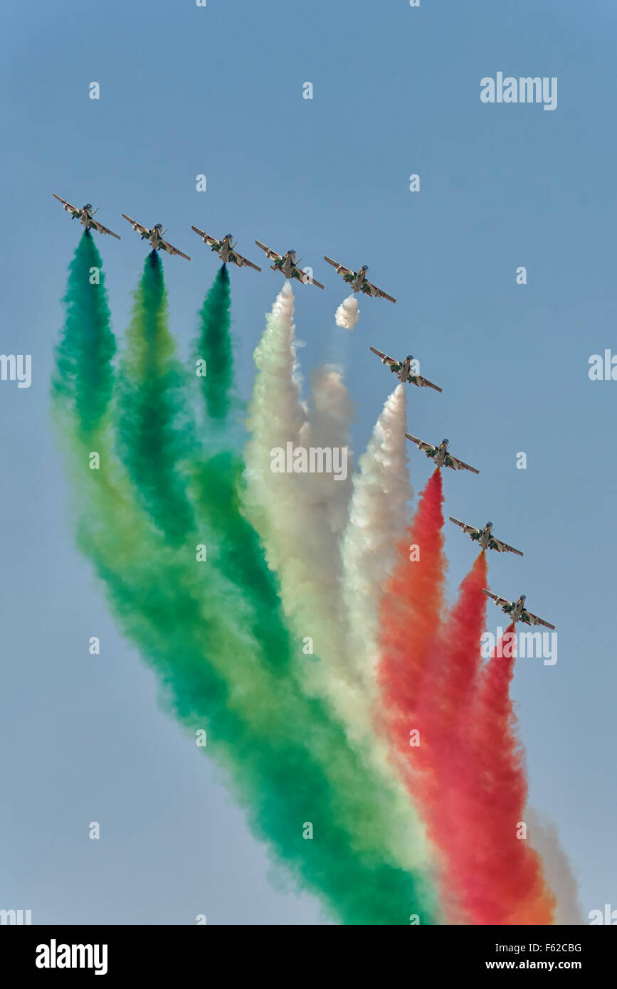 Frecce Tricolori in Dubai Airshow 2015 in Dubai, Vereinigte Arabische Emirate Stockfoto