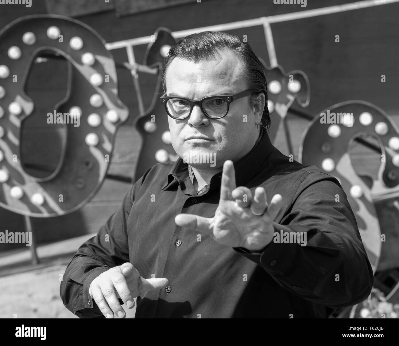 Prominente besuchen die Gänsehaut Red Carpet Premiere im Westwood Village Theatre.  Mitwirkende: Jack Black wo: Los Angeles, California, Vereinigte Staaten von Amerika bei: 4. Oktober 2015 Stockfoto