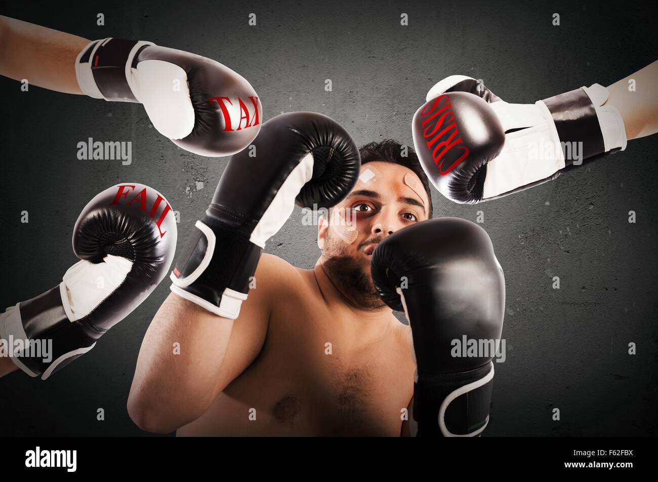 Fehler beim Boxer als Geschäftsmann Stockfoto