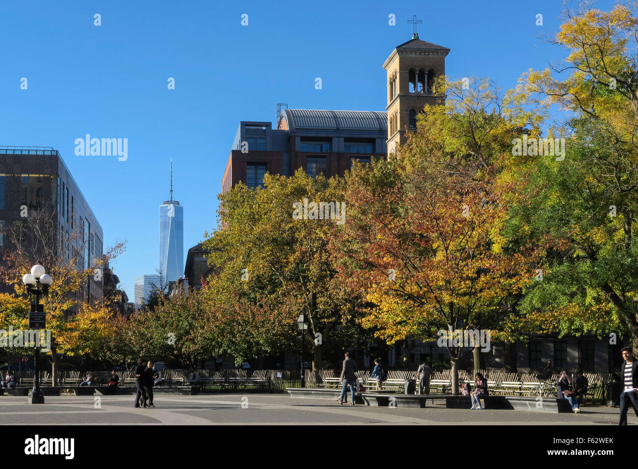 Herbsttag im Washington Square Park, New York Stockfoto