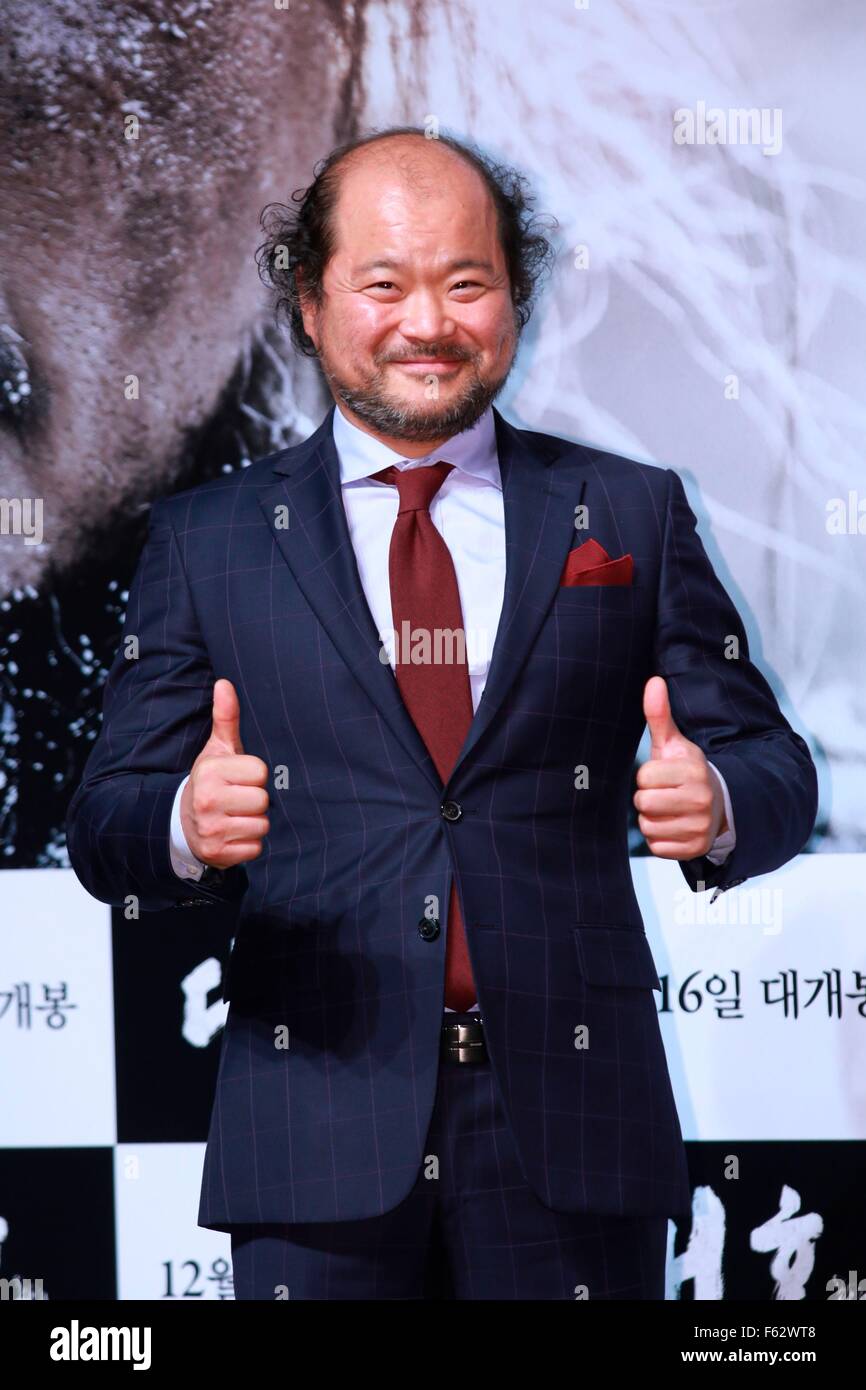 Seoul, Südkorea. 10. November 2015. Choi Min-Sik, Man-Sik Jeong und Sang-ho Kim für die Tiger zu fördern: ein alter Jäger Märchen in Seoul, Südkorea am 10. November 2015. Credit: Foto oben Corporation/Alamy Live-Nachrichten Stockfoto