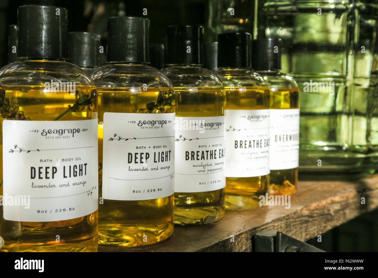Natürlichen Bade- und Körperöle, Souvenirladen, Wave Hill öffentlichen Garten in der Bronx, New York, USA Stockfoto