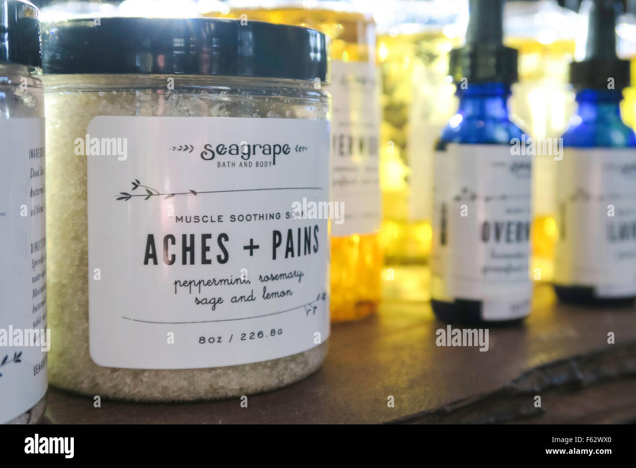 Natürlichen Bade- und Körperöle, Souvenirladen, Wave Hill öffentlichen Garten in der Bronx, New York, USA Stockfoto