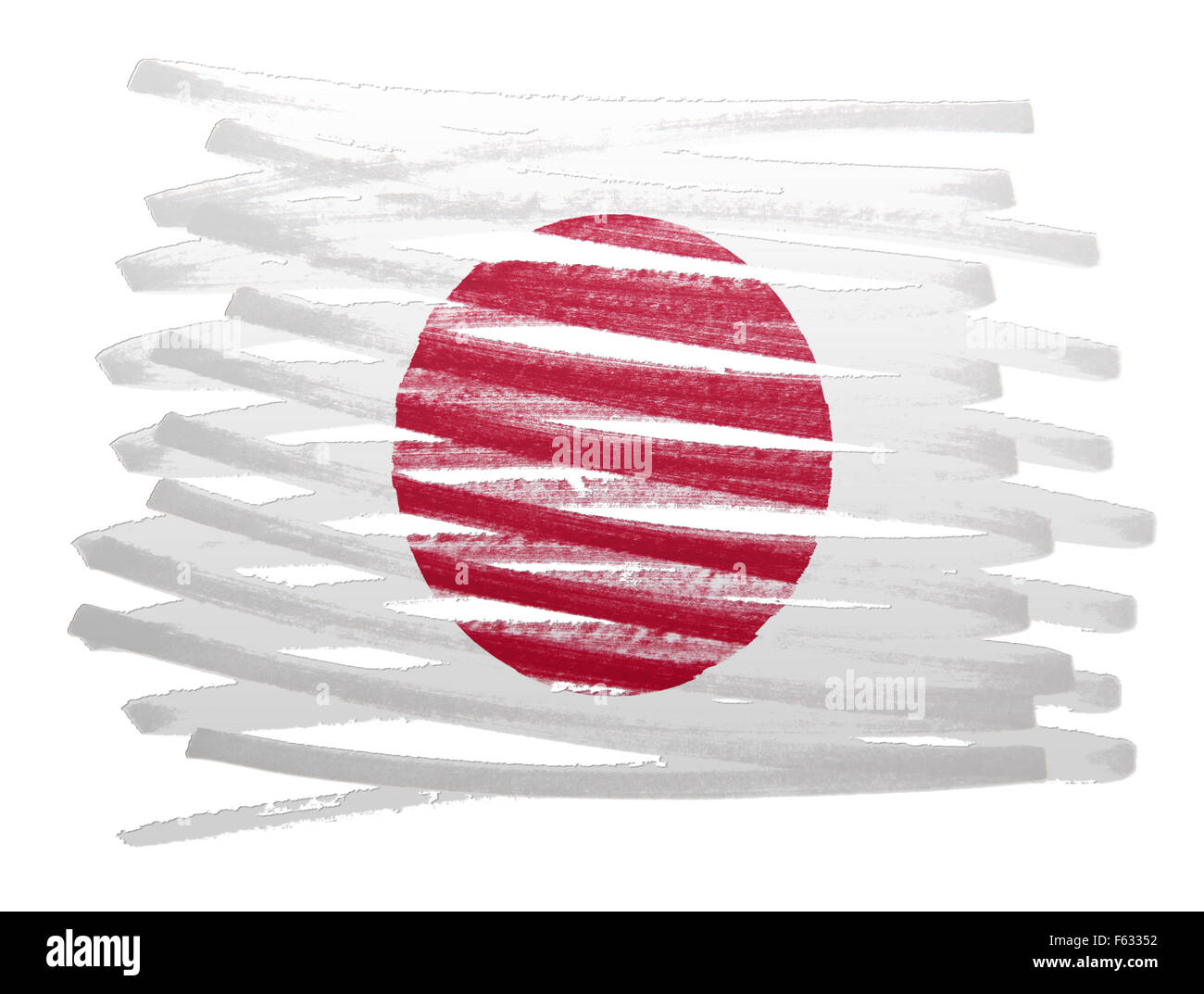 Abbildung der Flagge gemacht mit Stift - Japan Stockfoto