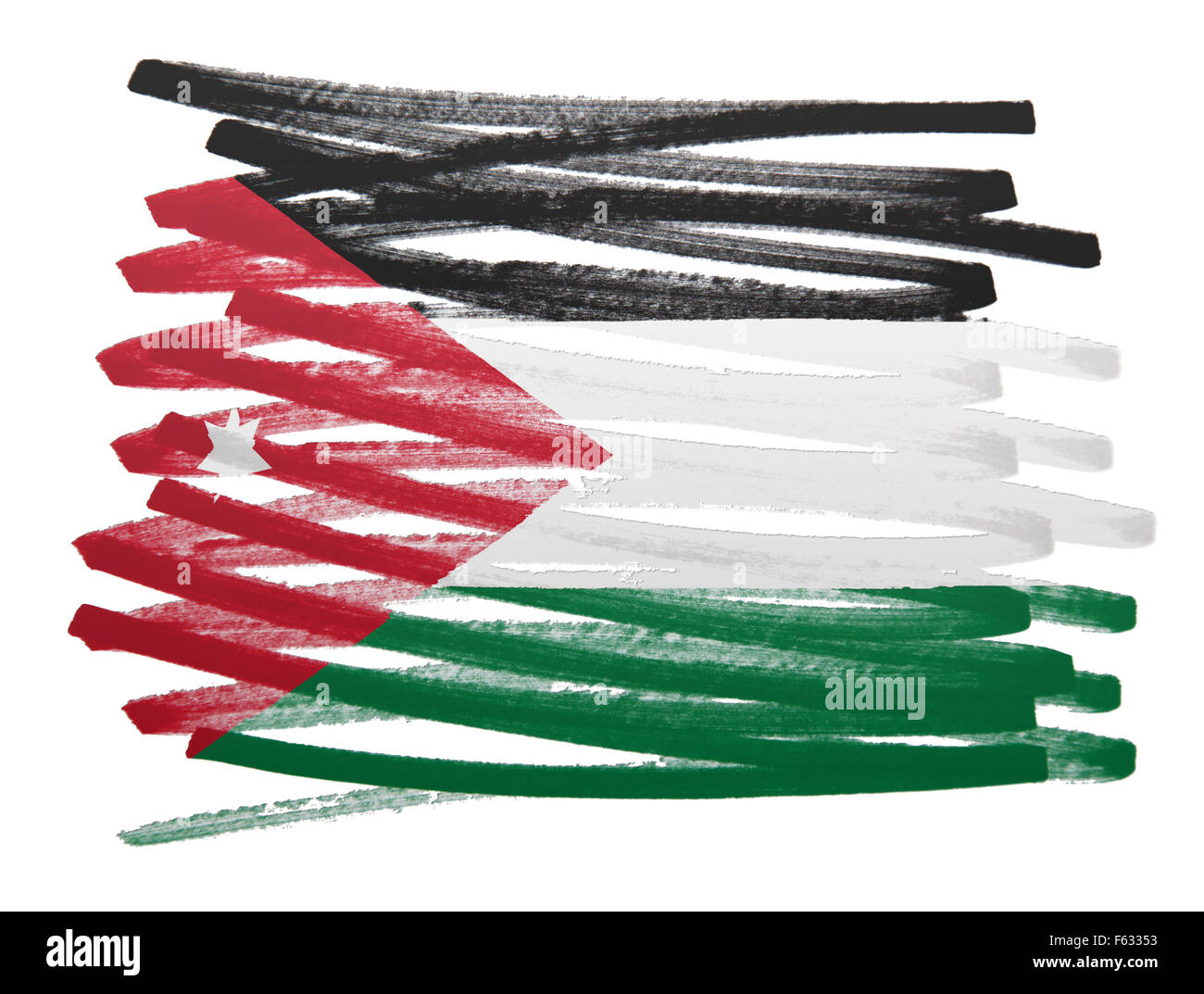 Abbildung der Flagge gemacht mit Stift - Jordanien Stockfoto