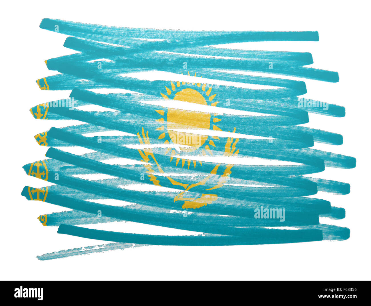 Abbildung der Flagge gemacht mit Stift - Kasachstan Stockfoto