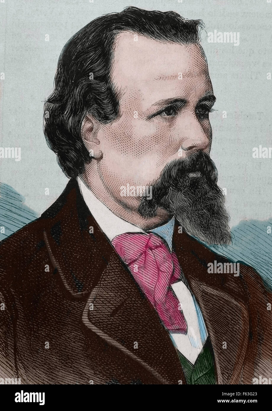 Vicente Palmaroli Gonzalez (1834-1896). Spanischer Maler. Porträt. Gravur. des 19. Jahrhunderts. Farbige. Stockfoto