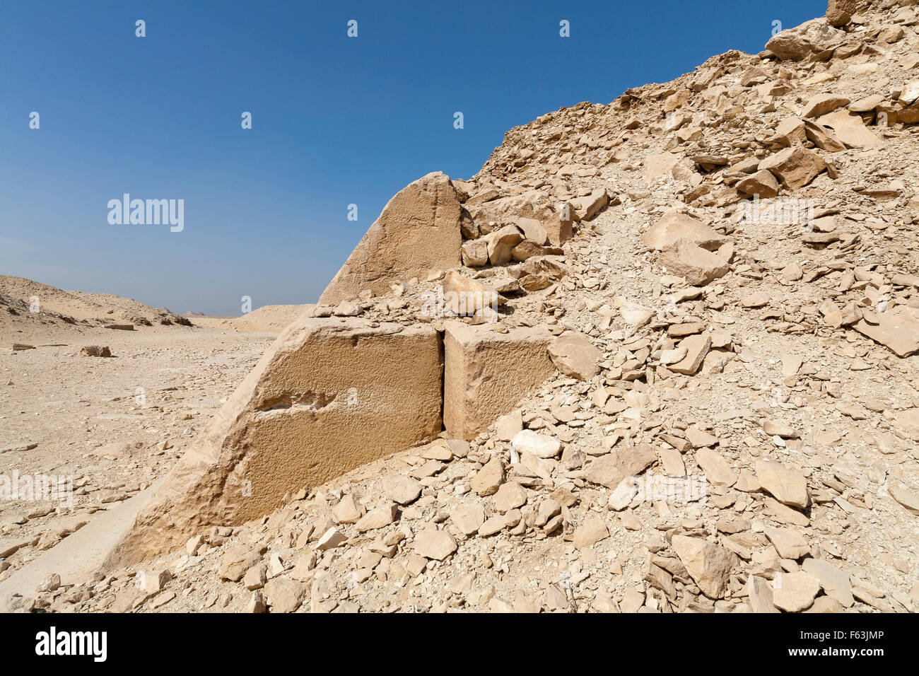 Süd-West-Ecke der Pyramide des Unas zeigt Gehäuse in der Nekropole von Sakkara auch bekannt als Sakkara Ägypten Stockfoto