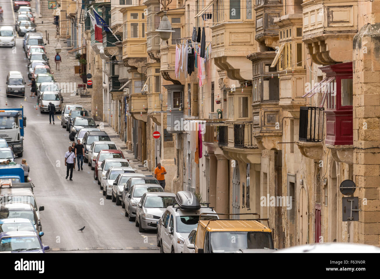 Der berühmte Balkon von Valletta auf Malta. Stockfoto