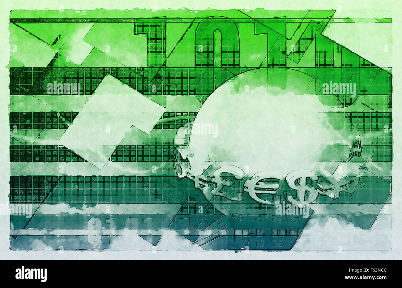 Online-Handel mit Devisen und Aktien Markt Kunst Stockfoto