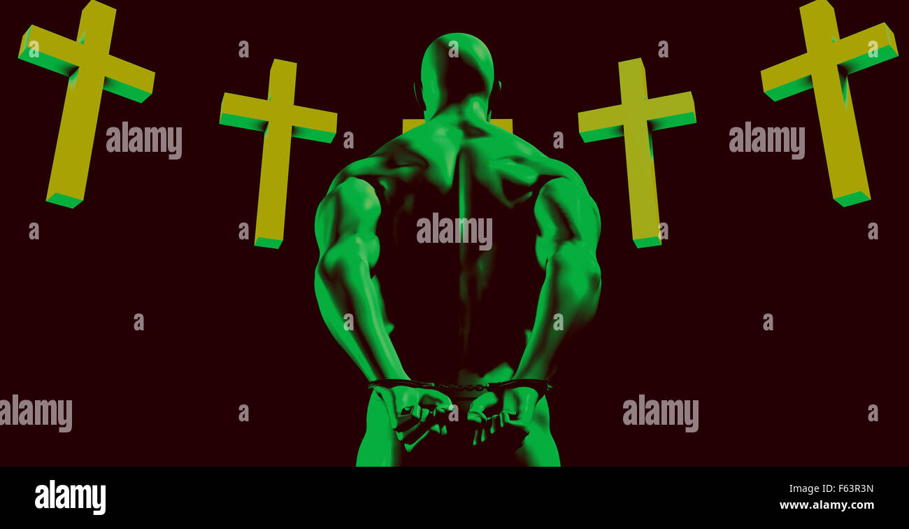 Fromme Umwandlung zum Christentum als Konzept Stockfoto