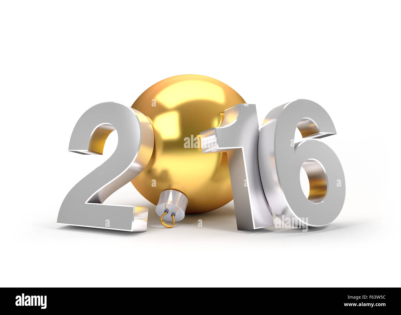 Neues Jahr 2016 3D-Konzept mit gold Weihnachtskugel Stockfoto