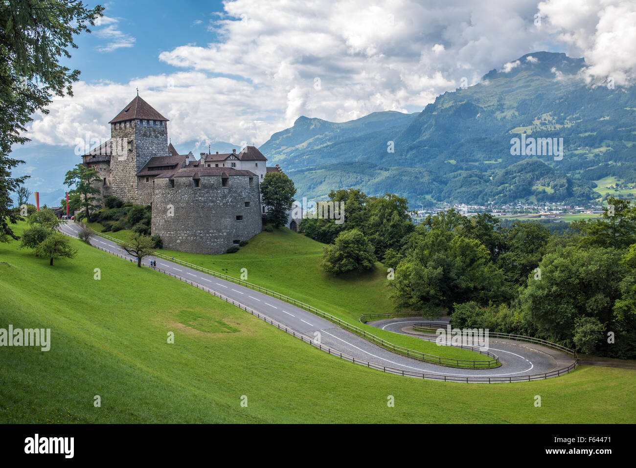 Schloss Vaduz, der Palast und die offizielle Residenz des Fürsten von Liechtenstein. Stockfoto