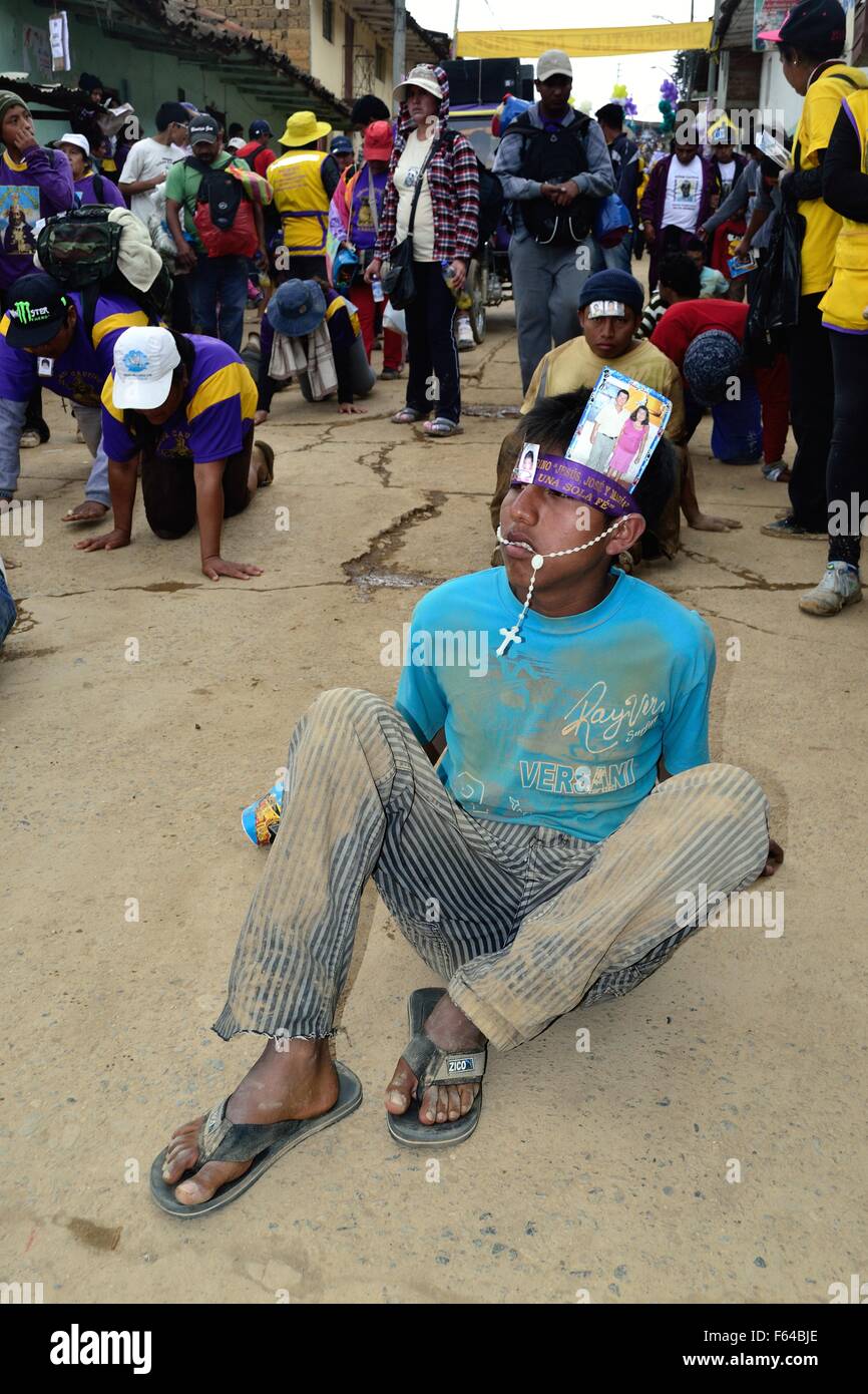 Pilger - Señor Cautivo de Ayabaca Wanderschaft in AYABACA. Abteilung von Piura. Peru Stockfoto