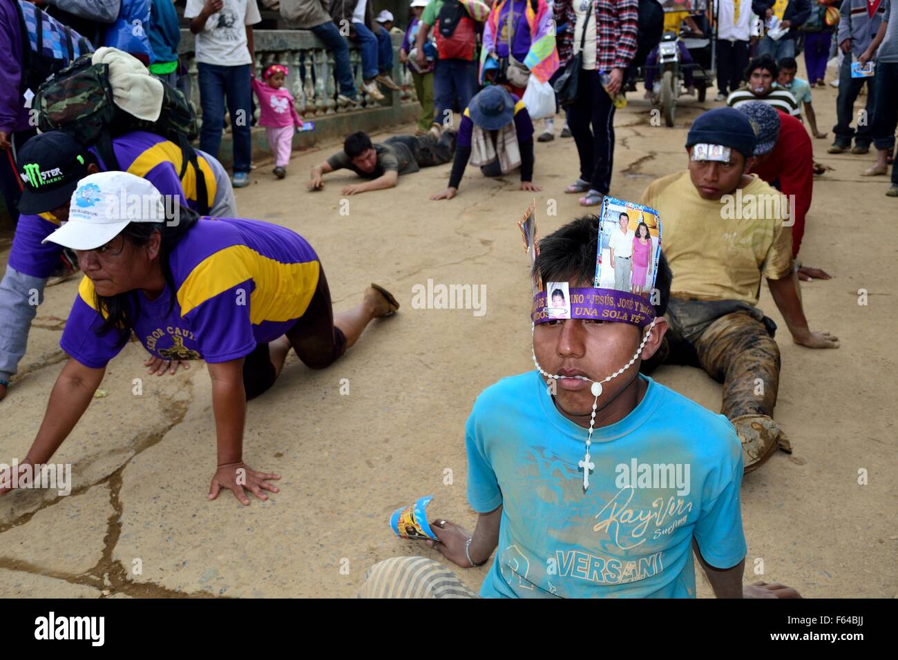 Pilger - Señor Cautivo de Ayabaca Wanderschaft in AYABACA. Abteilung von Piura. Peru Stockfoto