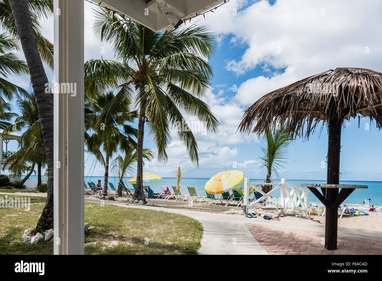 Ferienhäuser am Meer Strand Resort auf St. Croix, US Virgin Islands mit Blick auf die Karibik. USVI, U.S.V.I. Stockfoto