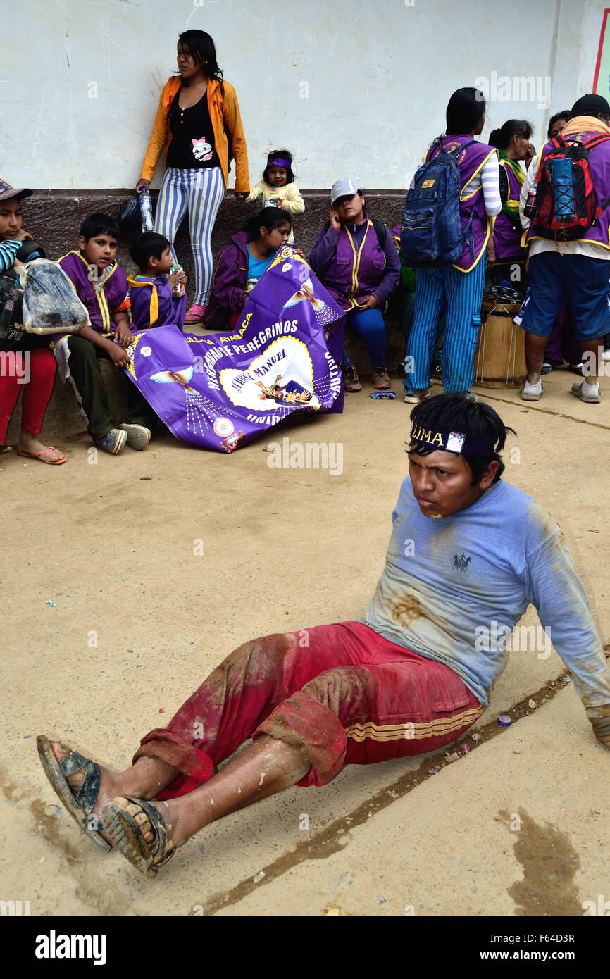 Pilger - Señor Cautivo de Ayabaca Wanderschaft in AYABACA. Abteilung von Piura. Peru Stockfoto