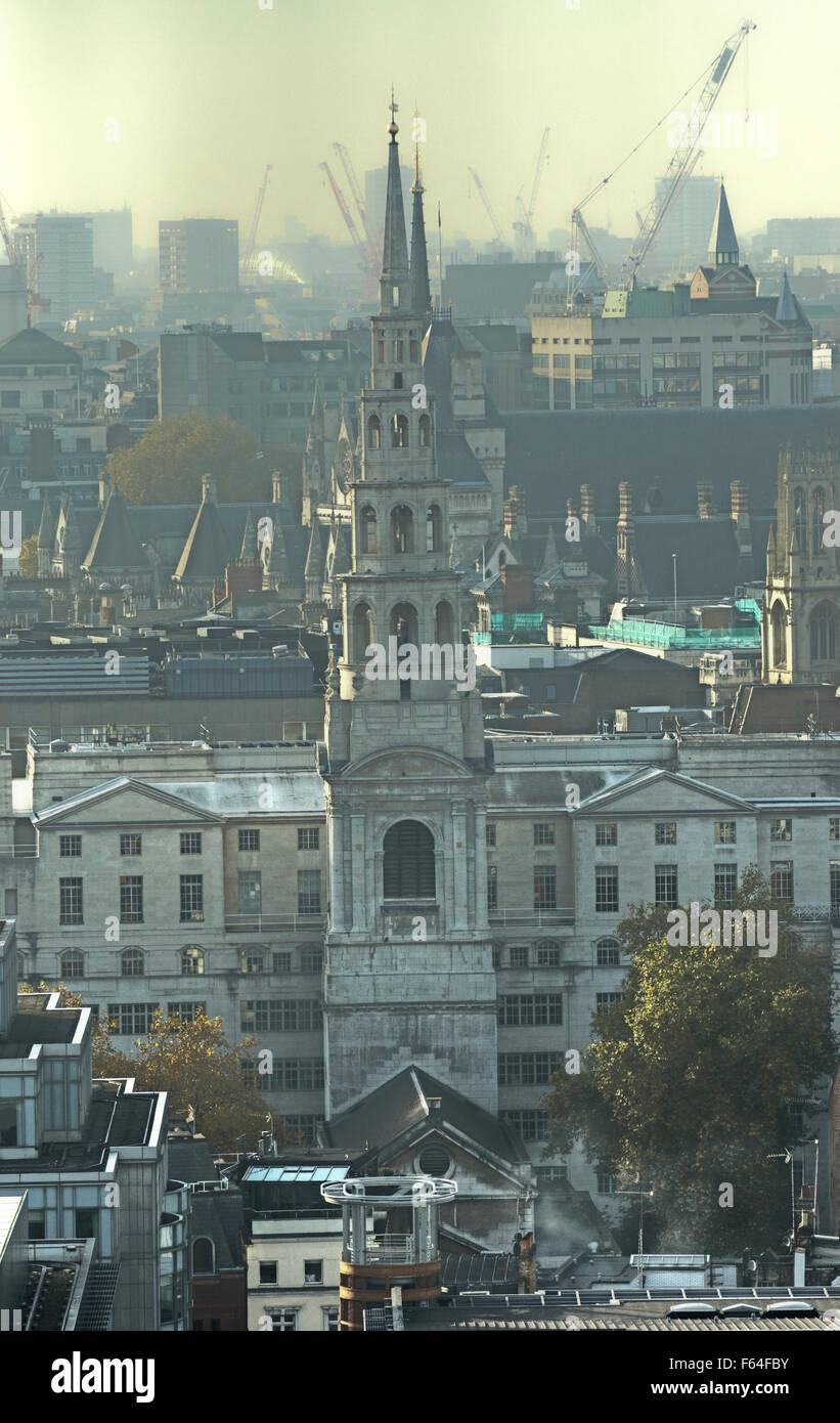 City of London Kirchturm. Stockfoto