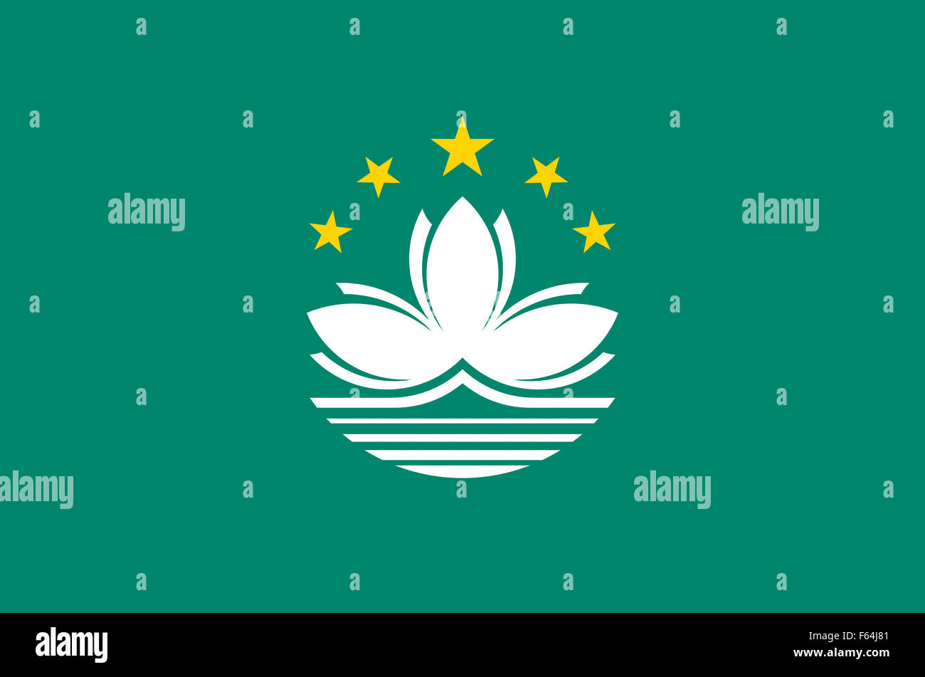 Flagge von der Regierung der Sonderverwaltungsregion Macau der Volksrepublik China. Stockfoto