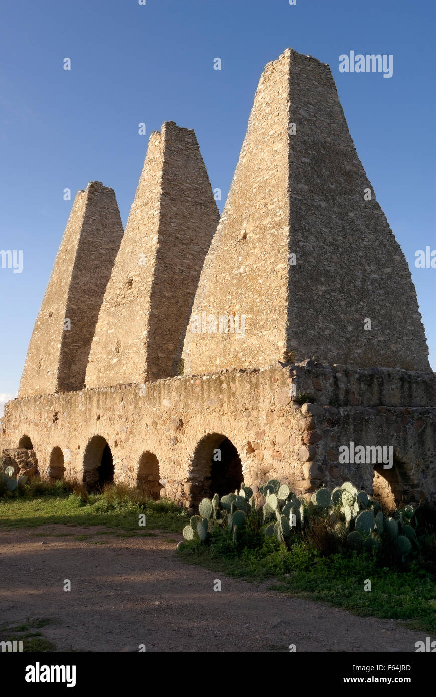 16. jahrhundert Hütten oder Hornos an den verlassenen Mina Santa Brigida Mine, Mineral de Pozos, Guanajuato, Mexiko Stockfoto