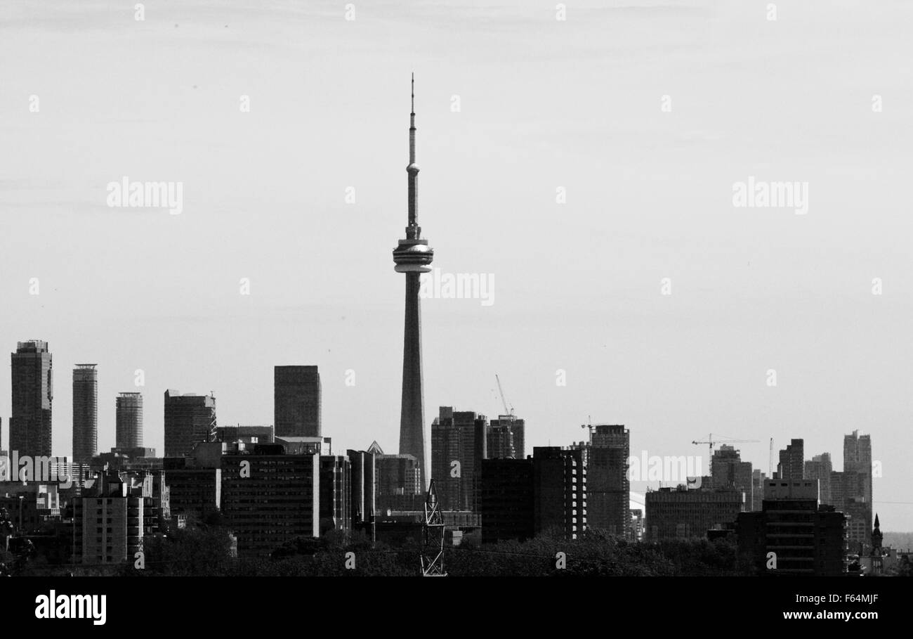 Schönes schwarz / weiß Foto von der Skyline von Toronto bei Tageslicht Stockfoto