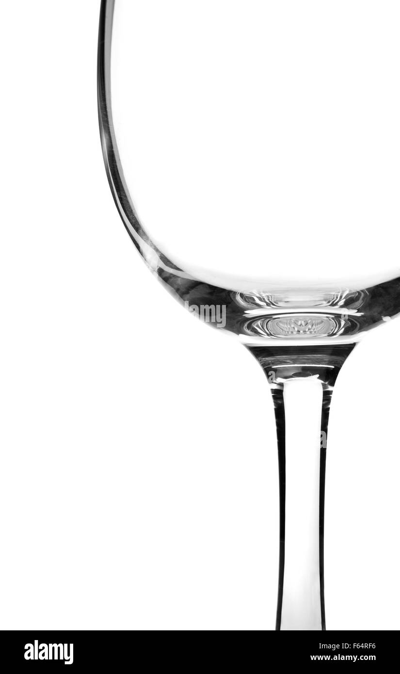 Leere Glas Wein isoliert auf weißem Hintergrund Stockfoto