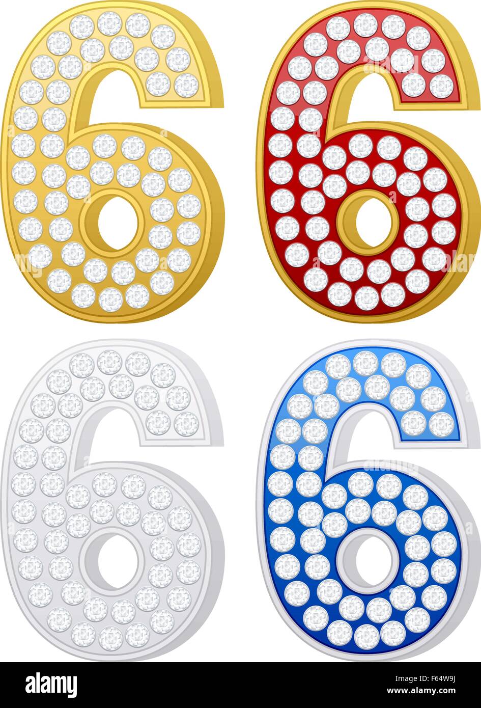 Schmuck Nummer sechs Satz auf einem weißen Hintergrund. Vektor-Illustration. Stock Vektor