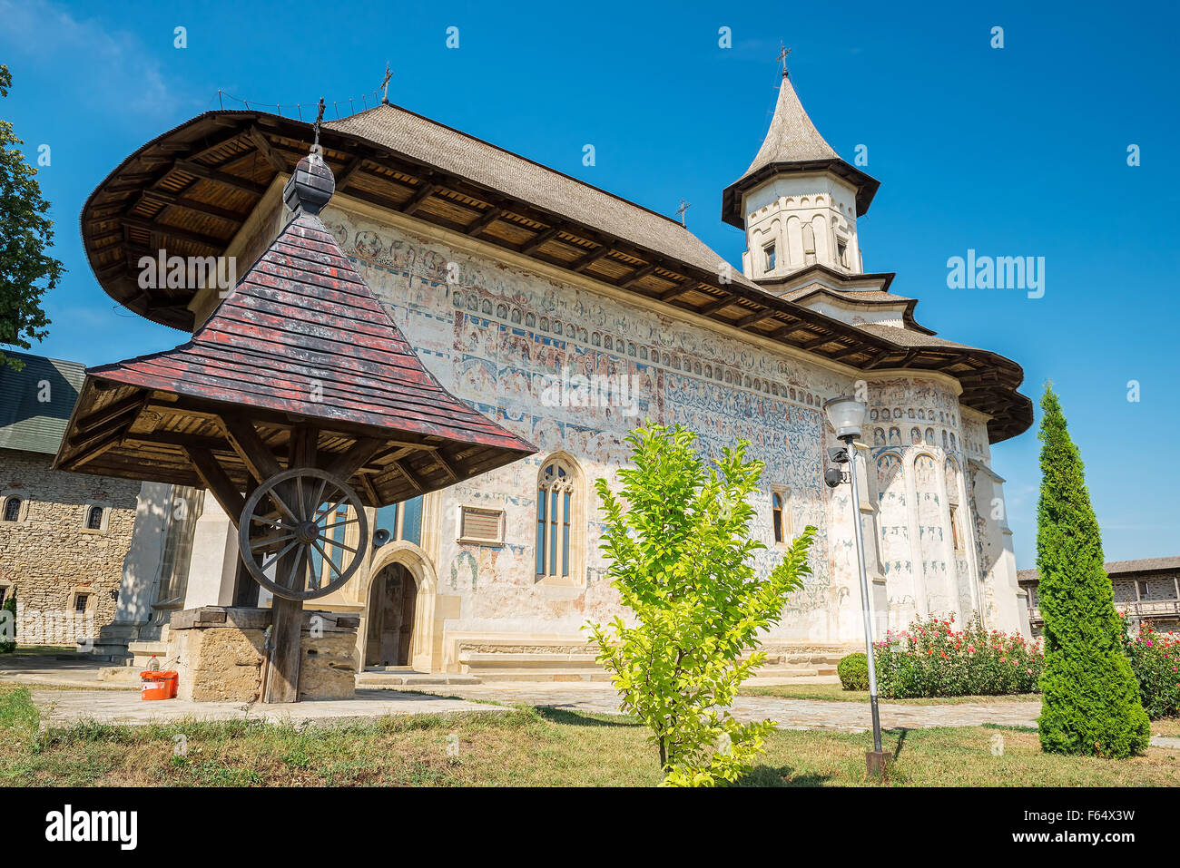 Probota-Kloster wurde im Jahre 1530 von Prinz Peter IV Rares gebaut und es ist eines der acht Kirchen gemalt auf der Außenseite der Moldau Stockfoto