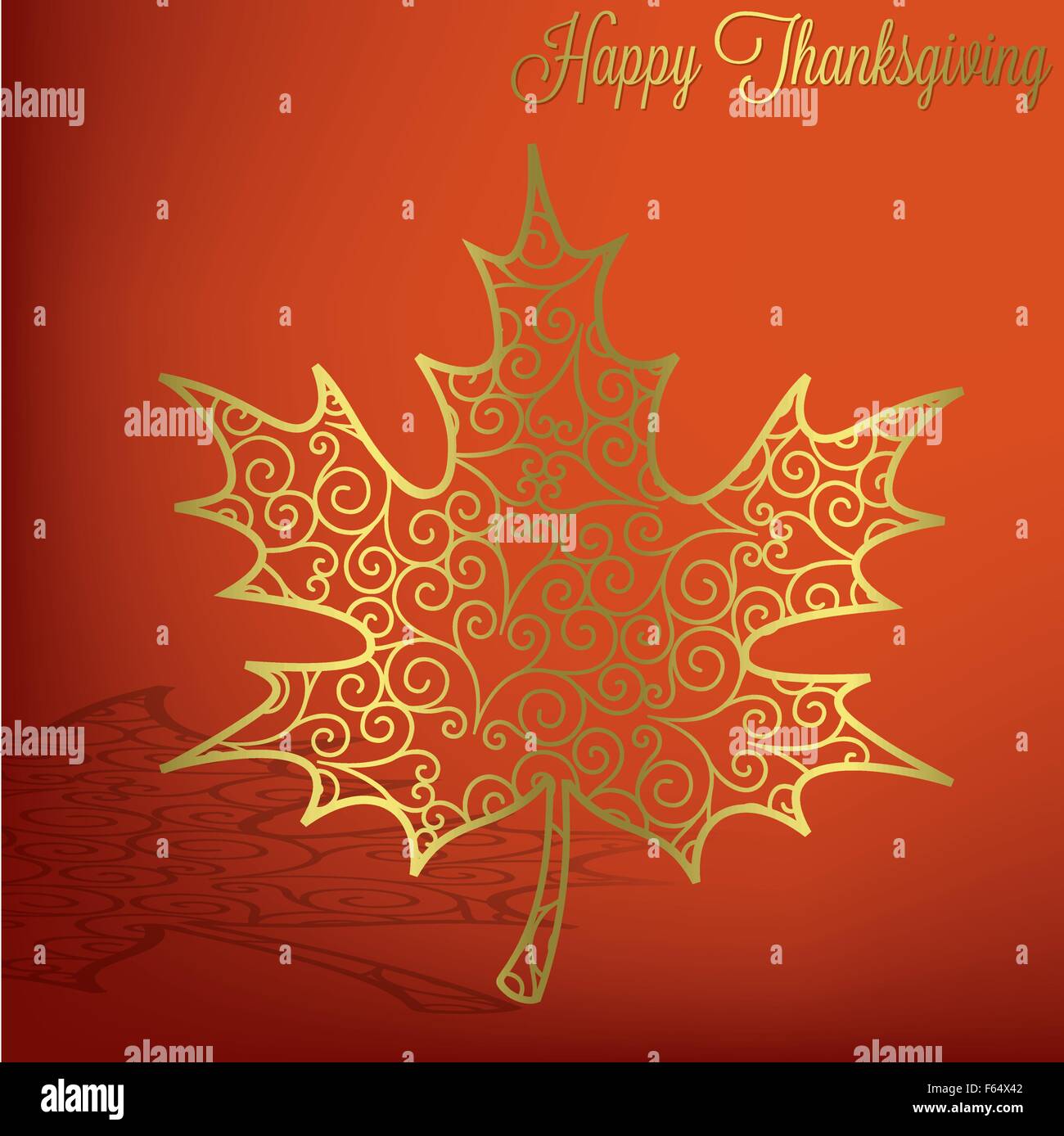 Maple Leaf Happy Thanksgiving Karte im Vektorformat. Stock Vektor