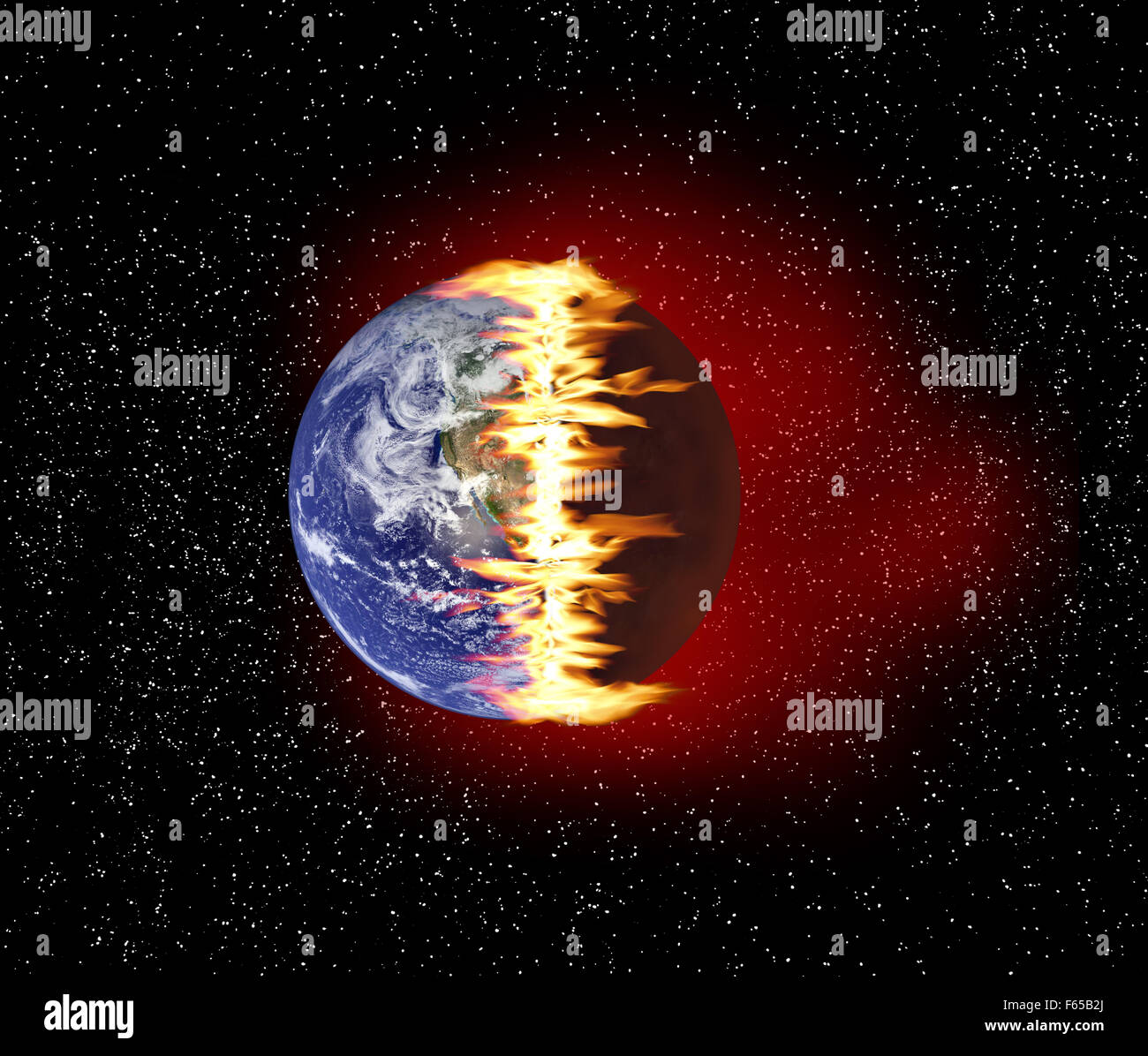 Die Welt in Flammen. Stockfoto