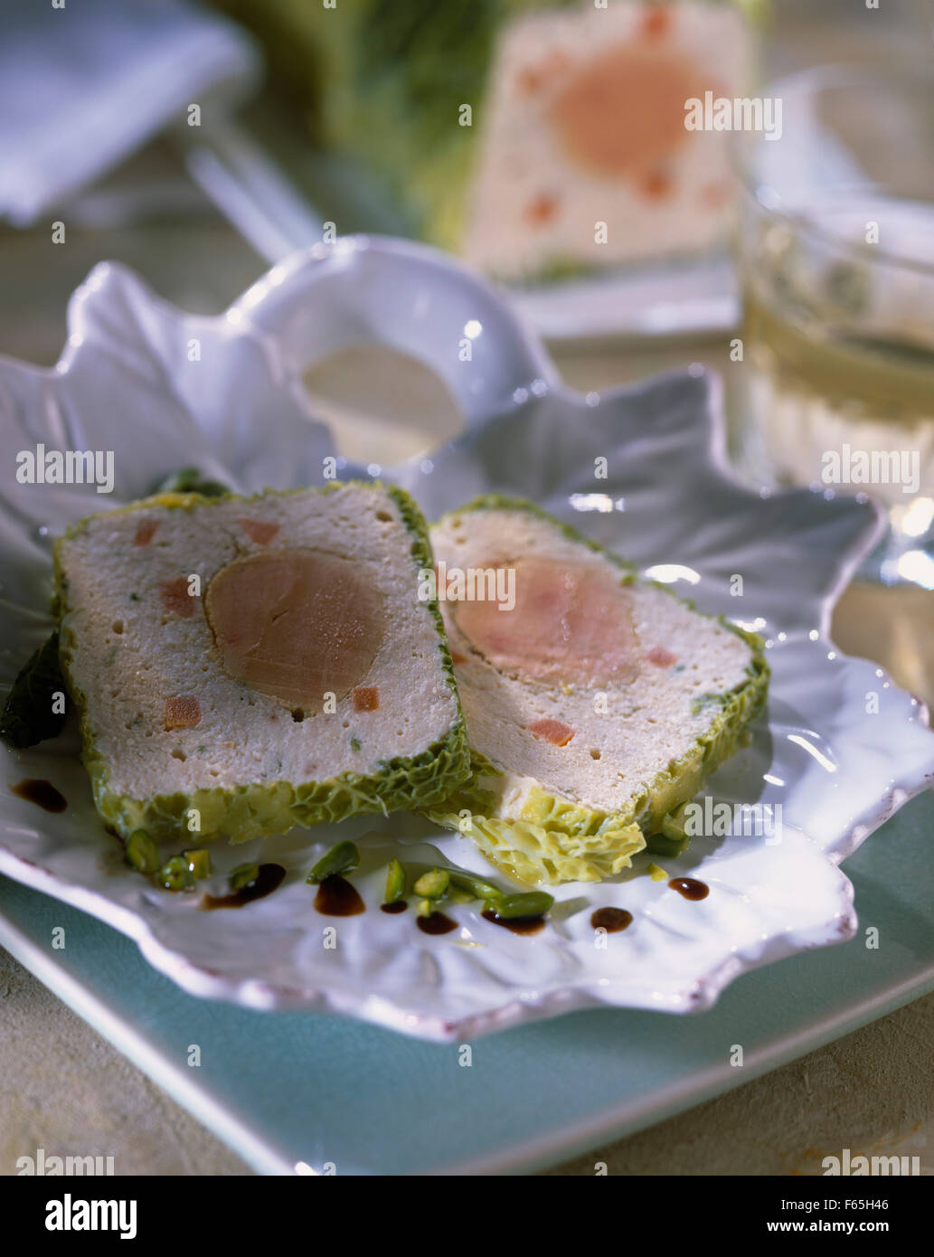 Huhn und Ente Gänseleber-terrine Stockfoto