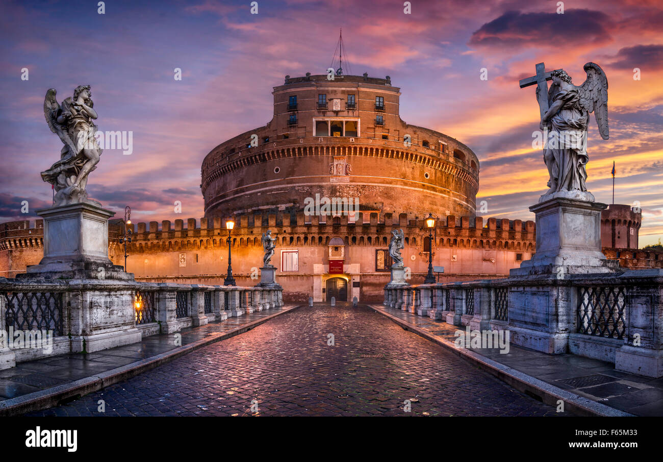 Italien, Rom, Castel Sant'Angelo in den frühen Morgenstunden Stockfoto